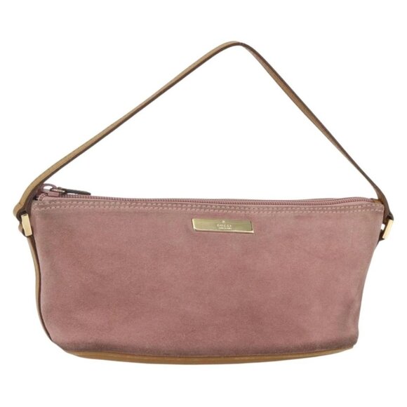 GUCCI Accessory Pouch Suede Pink Gold 039 1103 Auth mr1735